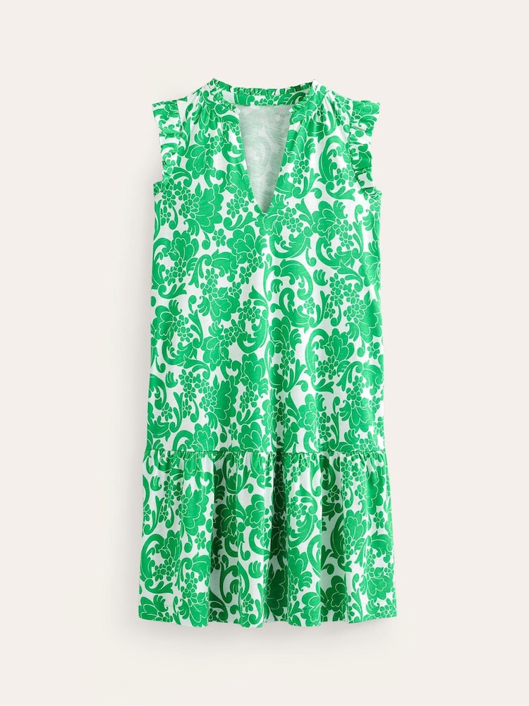 Boden Green Daisy Jersey Short Tier Dress - Image 5 of 5