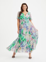 Scarlett & Jo Green & Purple Multi Floral Isabelle Angel Sleeve Maxi Dress - Image 1 of 5