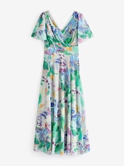Scarlett & Jo Green & Purple Multi Floral Isabelle Angel Sleeve Maxi Dress - Image 5 of 5