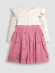 JoJo Maman Bébé Pink Reindeer Christmas Appliqué Tulle Party Dress - Image 3 of 5