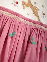 JoJo Maman Bébé Pink Reindeer Christmas Appliqué Tulle Party Dress - Image 4 of 5