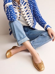 Boden Gold Kitty Flexi Sole Ballet Pumps - Image 1 of 4