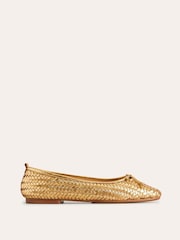 Boden Gold Kitty Flexi Sole Ballet Pumps - Image 2 of 4