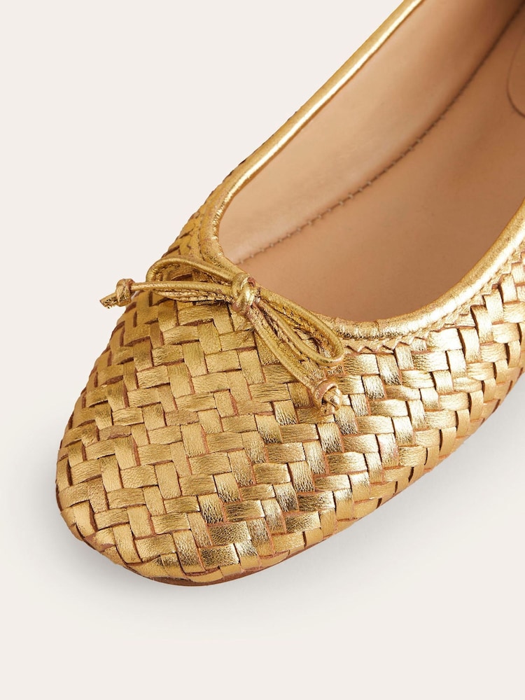Boden Gold Kitty Flexi Sole Ballet Pumps - Image 4 of 4