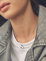 Sterling Silver Organic Disc Ball Chain Necklace - Image 2 of 7