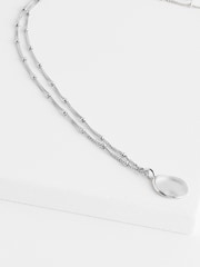 Sterling Silver Organic Disc Ball Chain Necklace - Image 6 of 7