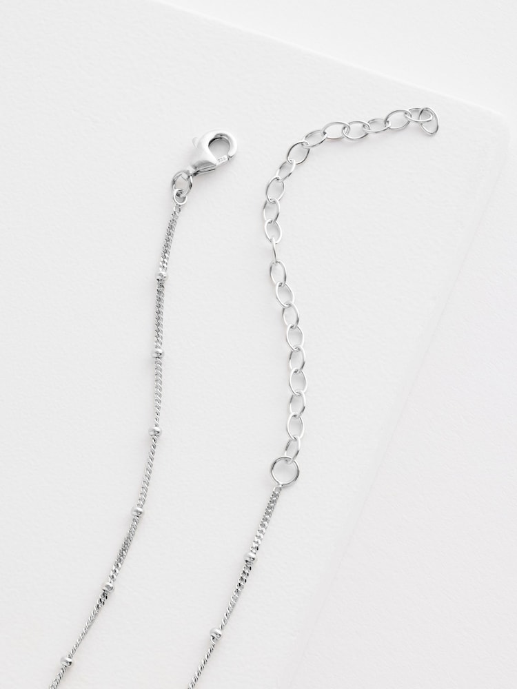 Sterling Silver Organic Disc Ball Chain Necklace - Image 7 of 7