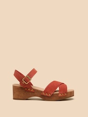 White Stuff Red/Brown Gerainiam Leather Low Clogs - Image 1 of 4