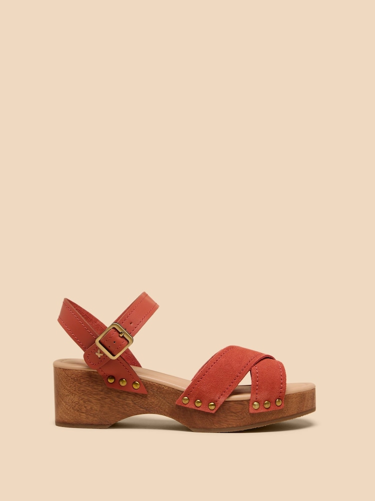 White Stuff Red/Brown Gerainiam Leather Low Clogs - Image 1 of 4