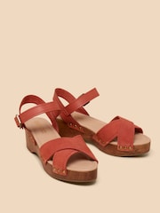 White Stuff Red/Brown Gerainiam Leather Low Clogs - Image 2 of 4