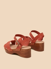White Stuff Red/Brown Gerainiam Leather Low Clogs - Image 3 of 4