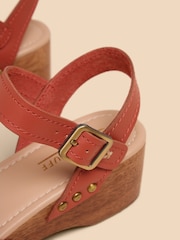 White Stuff Red/Brown Gerainiam Leather Low Clogs - Image 4 of 4