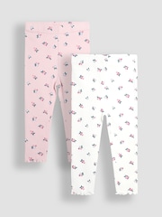 Pink Beerenrot - JoJo Maman Bébé Rib Frill Leggings 2 Pack - Bild 1 von 7
