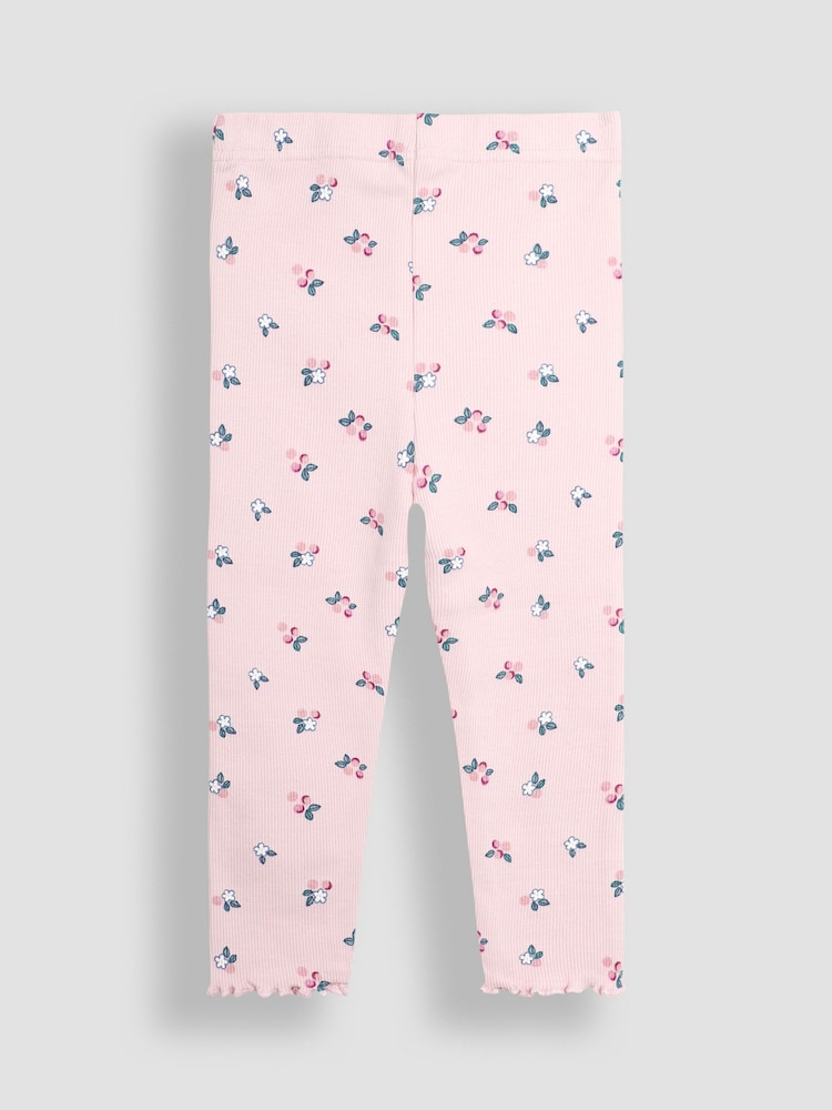 Pink Beerenrot - JoJo Maman Bébé Rib Frill Leggings 2 Pack - Bild 2 von 7