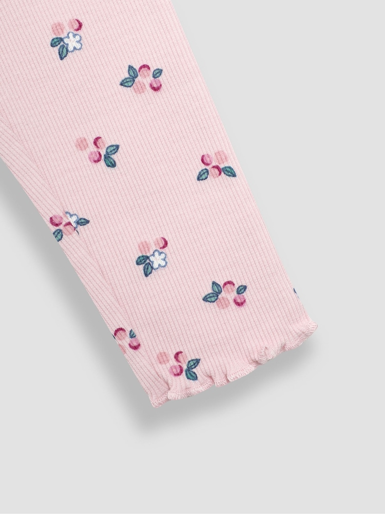 Pink Beerenrot - JoJo Maman Bébé Rib Frill Leggings 2 Pack - Bild 7 von 7