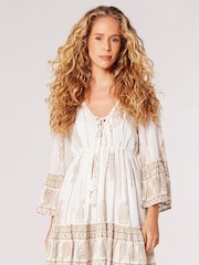 Apricot Cream Paisley Shimmer Mini Dress - Image 2 of 4