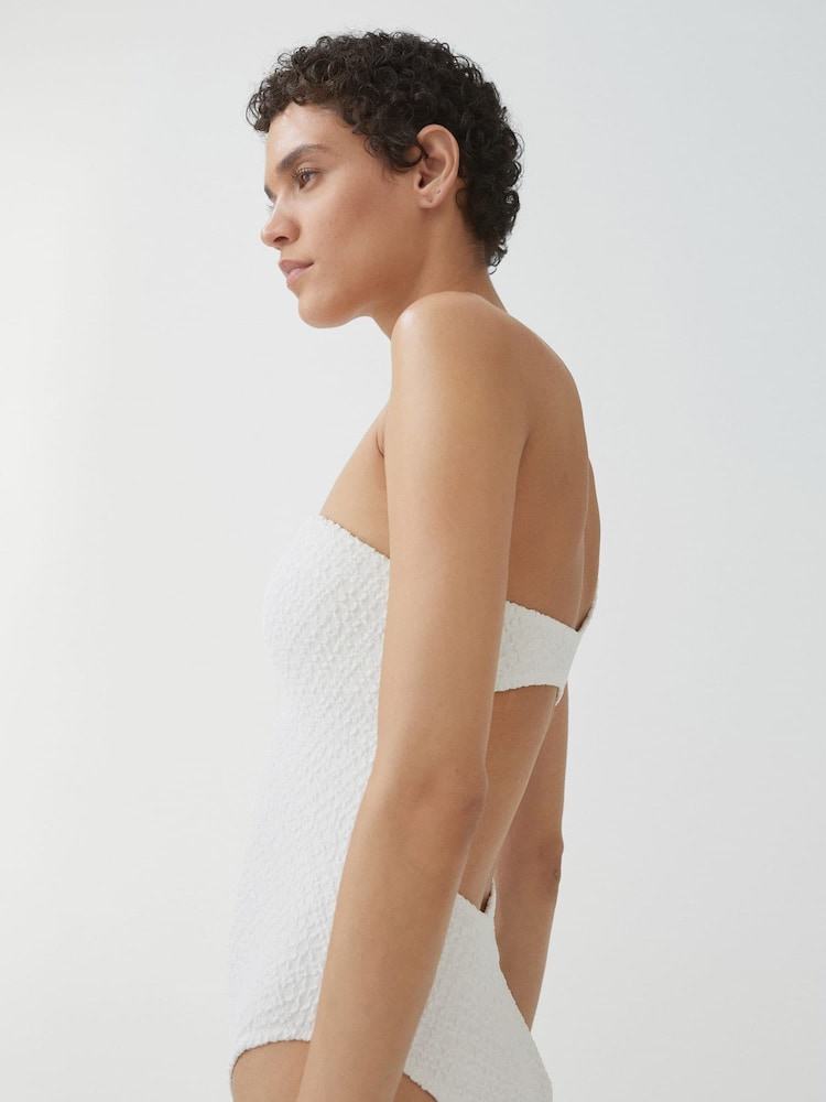 Mango White Crinkle One Shoulder Swimsuit - Image 2 of 6 Mango White Crinkle One Shoulder Swimsuit - Image 2 of 6