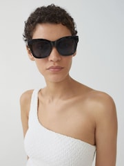 Mango White Crinkle One Shoulder Swimsuit - Image 4 of 6
