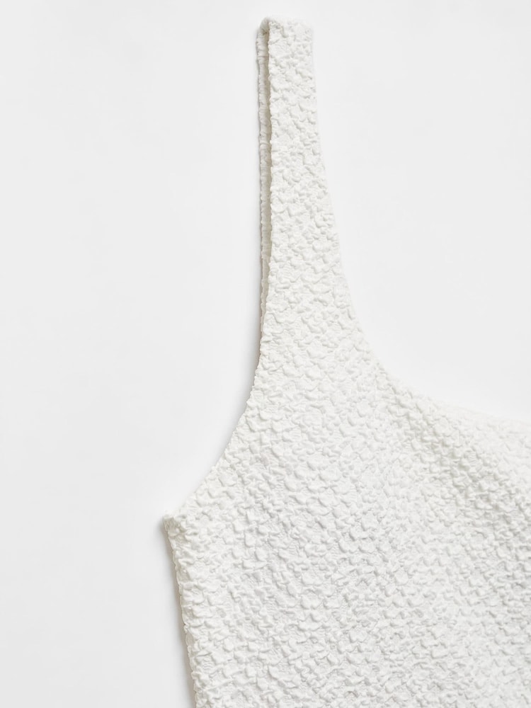 Mango White Crinkle One Shoulder Swimsuit - Image 6 of 6 Mango White Crinkle One Shoulder Swimsuit - Image 6 of 6