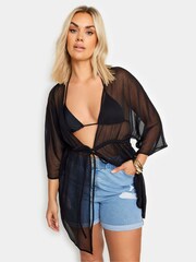 Yours Curve Black Tie Front Kimono - Image 1 of 5