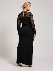 Yours Curve Black Lace Sweetheart Tulip Hem Maxi Dress - Image 2 of 5