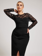 Yours Curve Black Lace Sweetheart Tulip Hem Maxi Dress - Image 4 of 5