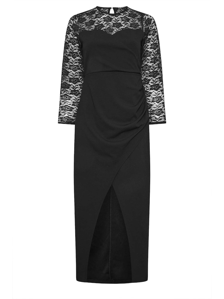 Yours Curve Black Lace Sweetheart Tulip Hem Maxi Dress - Image 5 of 5