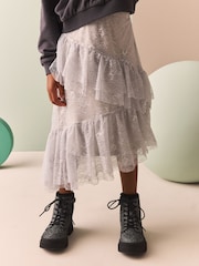Grey Lace Tiered Skirt (3-16yrs) - Image 1 of 3