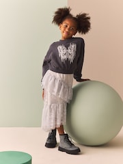 Grey Lace Tiered Skirt (3-16yrs) - Image 2 of 3