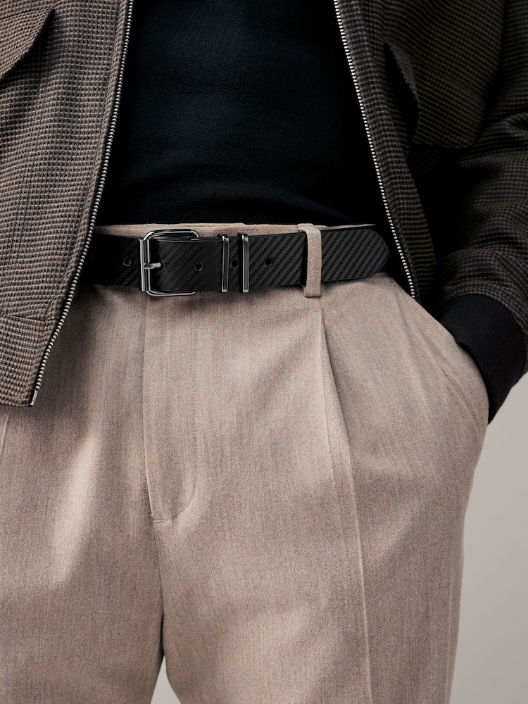 Black Faux Leather Embossed Belt - Image 1 of 3