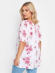 Yours Curve Pink Floral Print Top - Image 3 of 5