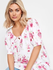 Yours Curve Pink Floral Print Top - Image 4 of 5
