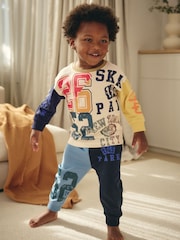 Multi Bright Varsity Oversized Single 100% Cotton Pyjamas (9mths-8yrs) - Image 1 of 8