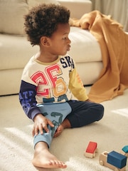 Multi Bright Varsity Oversized Single 100% Cotton Pyjamas (9mths-8yrs) - Image 3 of 8