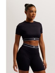 Juicy Couture Black Rayon Rib Short Sleeve Top - Image 1 of 5