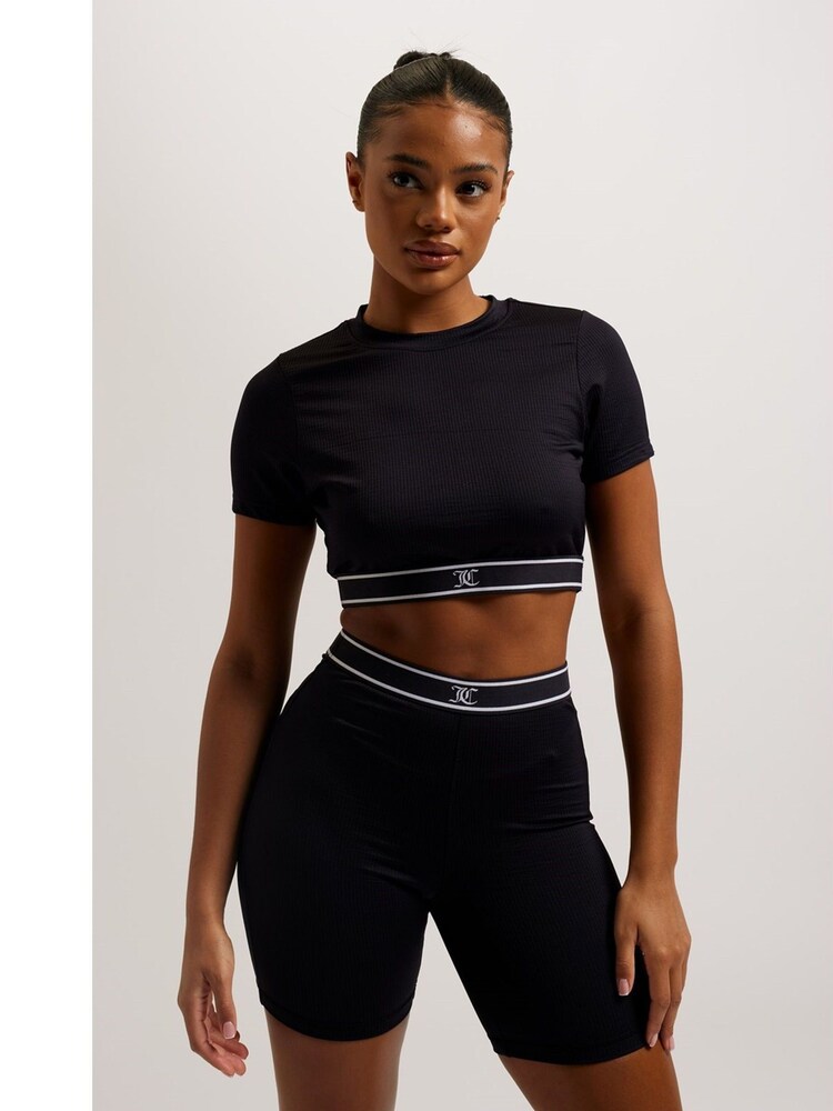 Juicy Couture Black Rayon Rib Short Sleeve Top - Image 2 of 5