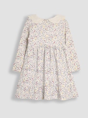 JoJo Maman Bébé Cream Floral Smocked Broderie Collar Dress - Image 2 of 3