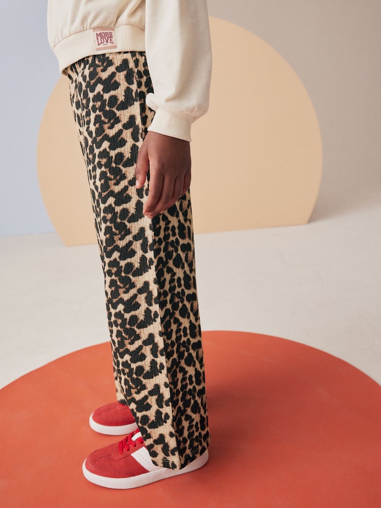 Imprimeu leopard - Pantaloni Evazat texturat (3-16ani) - Image 4 of 7