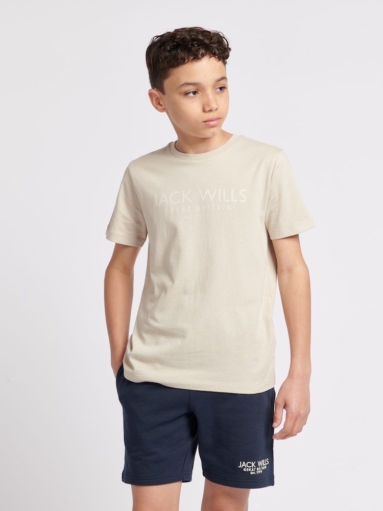 Cream - Jack Wills dečki v standardnem kroju Carnaby 100% Bombažna majica - Slika 1 iz 7 Cream - Jack Wills dečki v standardnem kroju Carnaby 100% Bombažna majica - Slika 1 iz 7
