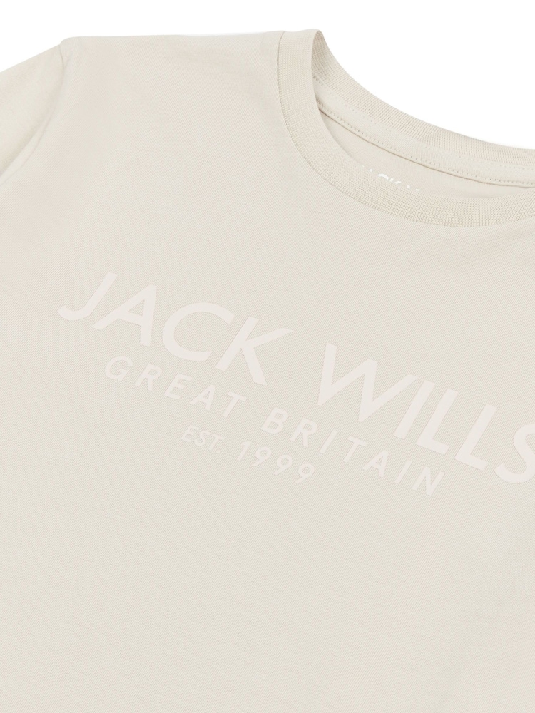 Jack Wills Cream Boys Regular Fit Carnaby 100% Cotton T-Shirt - Image 7 of 7