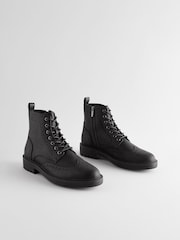 Black Brogue Zip Up Boots - Image 3 of 6