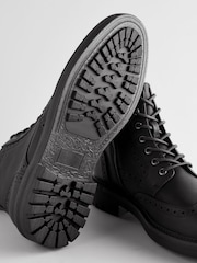 Black Brogue Zip Up Boots - Image 5 of 6