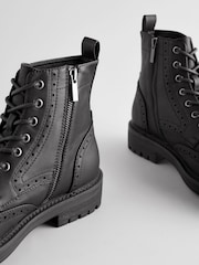 Black Brogue Zip Up Boots - Image 6 of 6