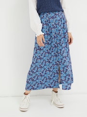 FatFace Purple Ink Floral Midi Skirt - Image 1 of 6