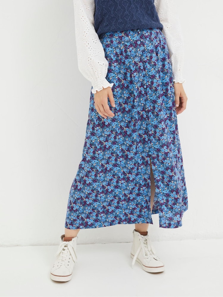 FatFace Purple Ink Floral Midi Skirt - Image 1 of 6 FatFace Purple Ink Floral Midi Skirt - Image 1 of 6