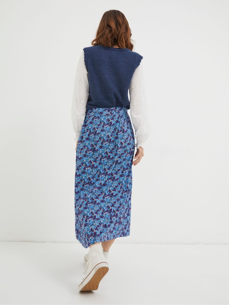 FatFace Purple Ink Floral Midi Skirt - Image 2 of 6 FatFace Purple Ink Floral Midi Skirt - Image 2 of 6