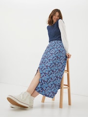 FatFace Purple Ink Floral Midi Skirt - Image 3 of 6