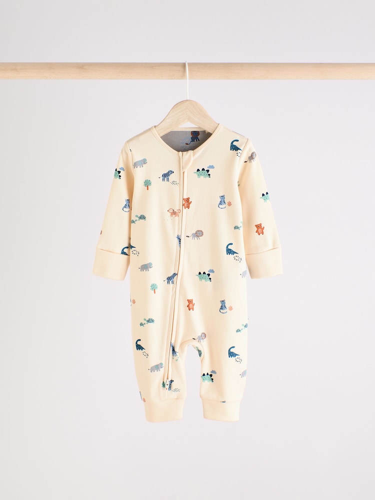 Blauwgroen - Verpakking van 3 baby-pyjama's met rits en print (0mnd -3jr) - Image 3 of 12