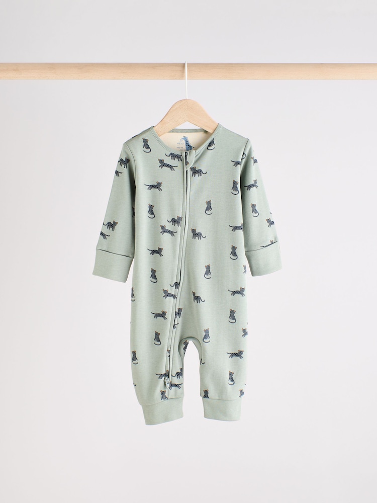 Blauwgroen - Verpakking van 3 baby-pyjama's met rits en print (0mnd -3jr) - Image 4 of 12
