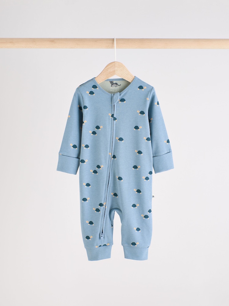 Blauwgroen - Verpakking van 3 baby-pyjama's met rits en print (0mnd -3jr) - Image 5 of 12